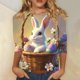thumbnail image 1 of TaTaai Womens Daily Easter Printed Blouse 3/4 Sleeve Round Neck Casual Loose Fit T Shirt Fashion Pullover Soft Stretchy Comfortable Top for Spring Outing Gift, 1 of 5