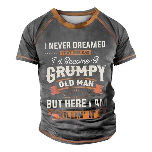 Men's Raglan T-shirt Retro Short Sleeve Round Neck Letter Printing Tops S