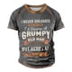 thumbnail image 1 of Men's Raglan T-shirt Retro Short Sleeve Round Neck Letter Printing Tops S, 1 of 4