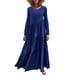 thumbnail image 4 of Vestido Largo De Manga Larga, Vestido Largo Casual En Capas De Color Puro De Cintura Alta Para Fechas De Vacaciones ANGGREK Azul rey L, 4 of 6