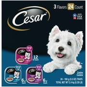 CESAR Filets in Gravy Beef Flavors Wet Dog Food Variety Pack, (24 Pack) 3.5 oz. Trays