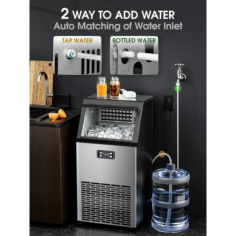 Kndko Ice Makers Countertop, 45Lbs,2-Way Add Water,Self Cleaning Ice Maker,  Ice Maker Machine,Ice Size Control,24H Timer, Countertop Ice Maker for