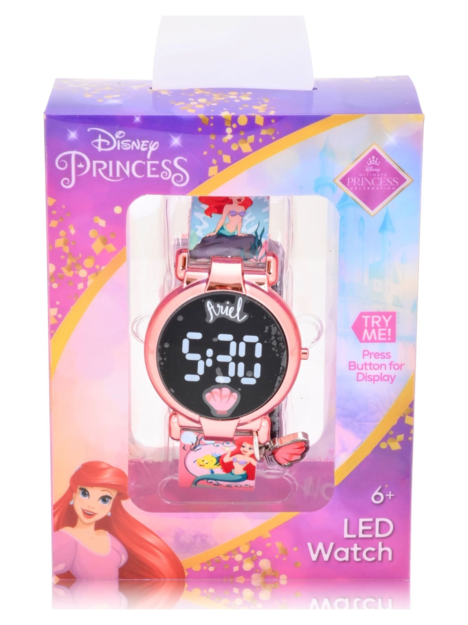 アリエル　時計 Disney Ariel Unisex Child LED Watch, Silicone Strap, Dangle