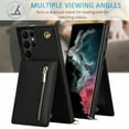 thumbnail image 4 of Case For Samsung Galaxy S22/ S22 Plus /S22 Ultra PU Leather Zipper Wallet Card Crossbody Strap Phone Case, 4 of 7