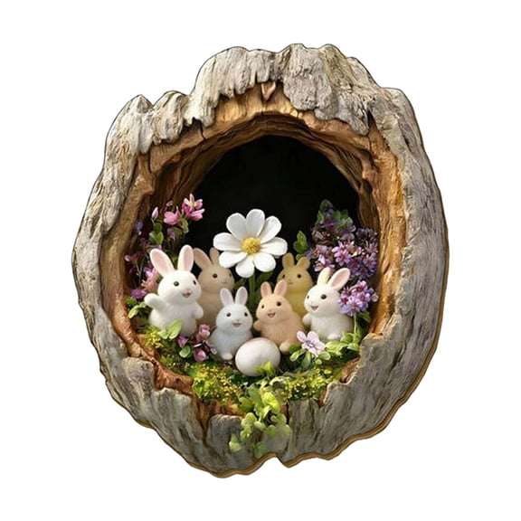 YingYouFu Easter Ornaments Garlands Home Decorations Pendants Wreath with Eggs and Flowers for Wall Door Window Mantel Spring Display