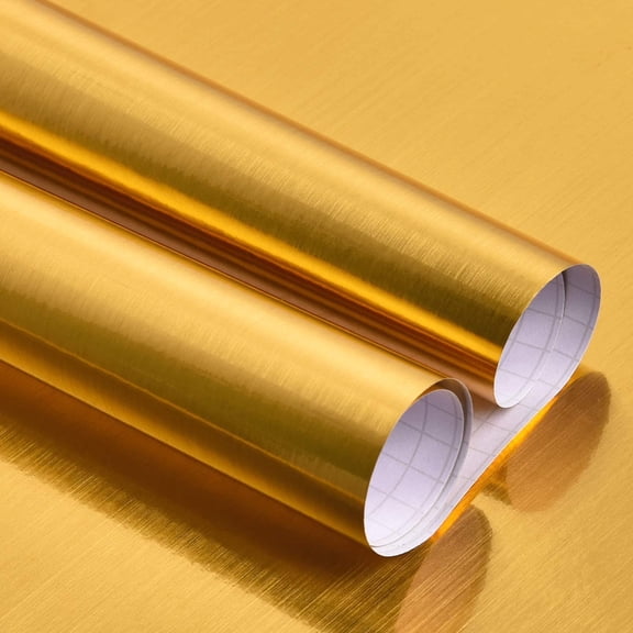 Peel And Stick Wallpaper Metallic Gold Brushed Metal Look Self Adhesive Contact Paper 17.71 In W x 472 In L