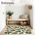 thumbnail image 3 of ODIKA 3'x5' Machine Washable Non-Slip Area Rug, Elegant Yuletide Botanical Duo Traditional Evergreen Design High Traffic Rug with Pad, Beige, 732306, 3 of 8