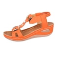 thumbnail image 6 of Rokment Women's Orthopedic Wedge Dressy Sandals with Arch Support Comfortable Platform Walking Summer Shoes Fashion Casual Metal Buckles Mules Slingback Mid Heels Dress Footwear Orange Size 7.5, 6 of 7