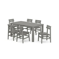 POLYWOOD® Modern Studio Plaza Chair 7-Piece Parsons Table Dining Set in Slate Grey
