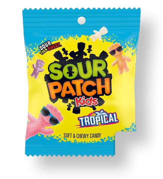(4 pack) Sour Patch Kids Tropical Flavored 3.6 oz