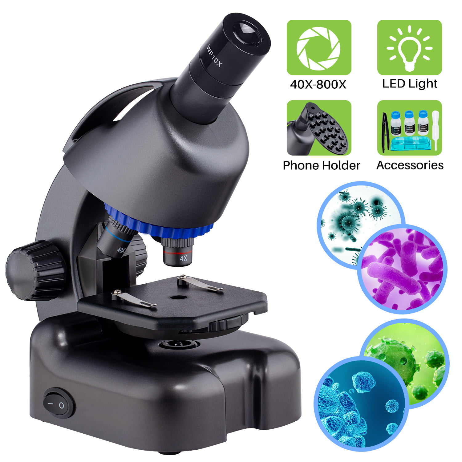 GAOZ Microscope Biological Microscope,X-S-P100E Binocular LED Biological Microscope for Children Students Kids School for School Laboratory,Home Science Learning 