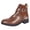 Coffee, variant on Rokment Womens Buckle Studded Western Chelsea Ankle Boots Retro Leather Low Block Heel Pull‑On Cowgirl Short Booties for Fall Winter Party Business
