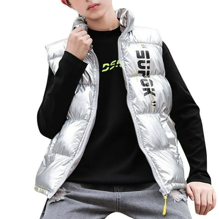 

ZMHEGW Kids Toddler Jacket Child Kids Baby Boys Girls Sleeveless Letter Winter Coats Hooded Vest Outer Outwear Clothes Fall Outfits 3-4 Years