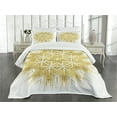 thumbnail image 3 of Ambesonne Mandala Quilted Bedspread Set 3 Pcs, Geometric Vivid, Queen Size, Yellow and White, 3 of 5
