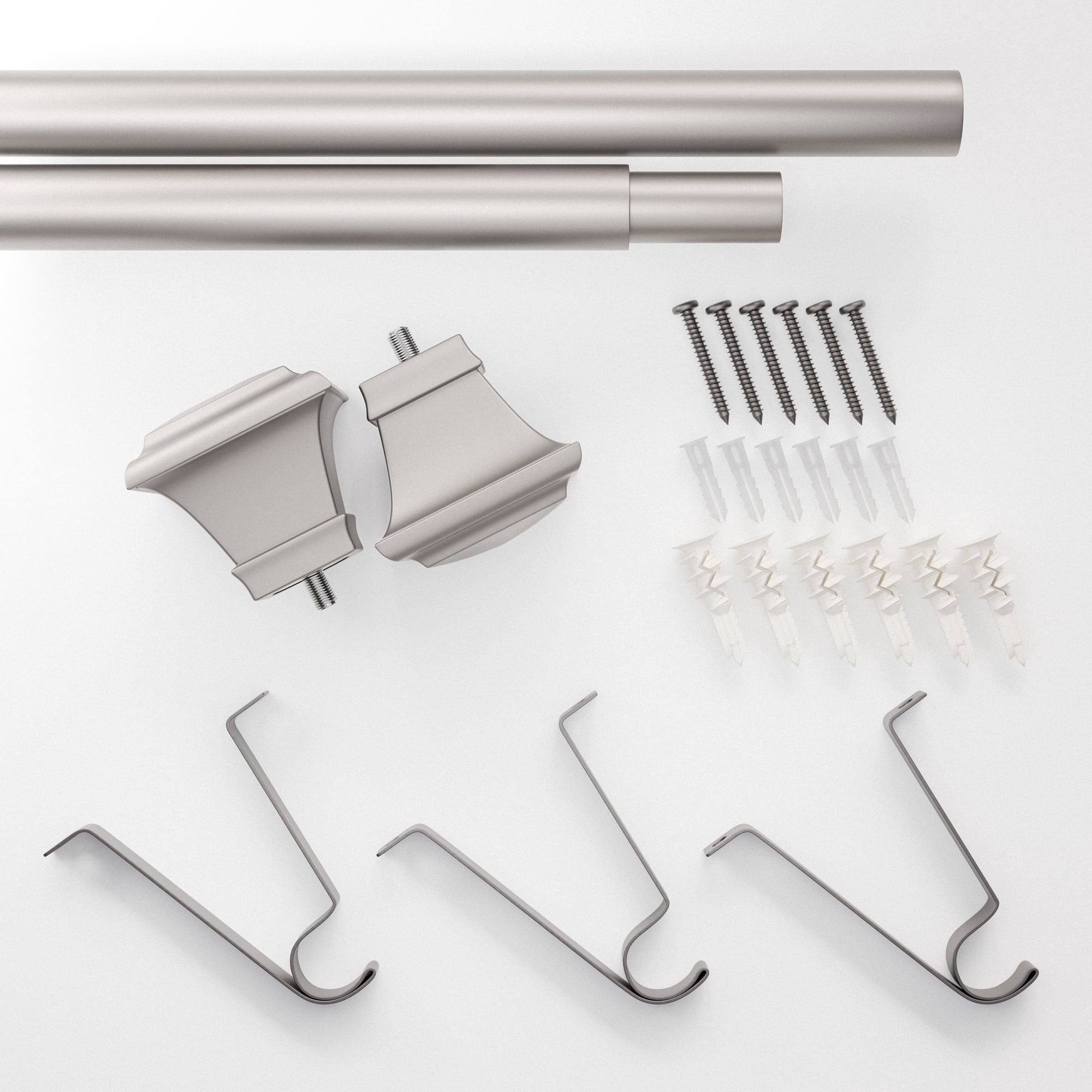 Mainstays 1" Nickel Square Adjustable Single Curtain Rod Set, 30-84"