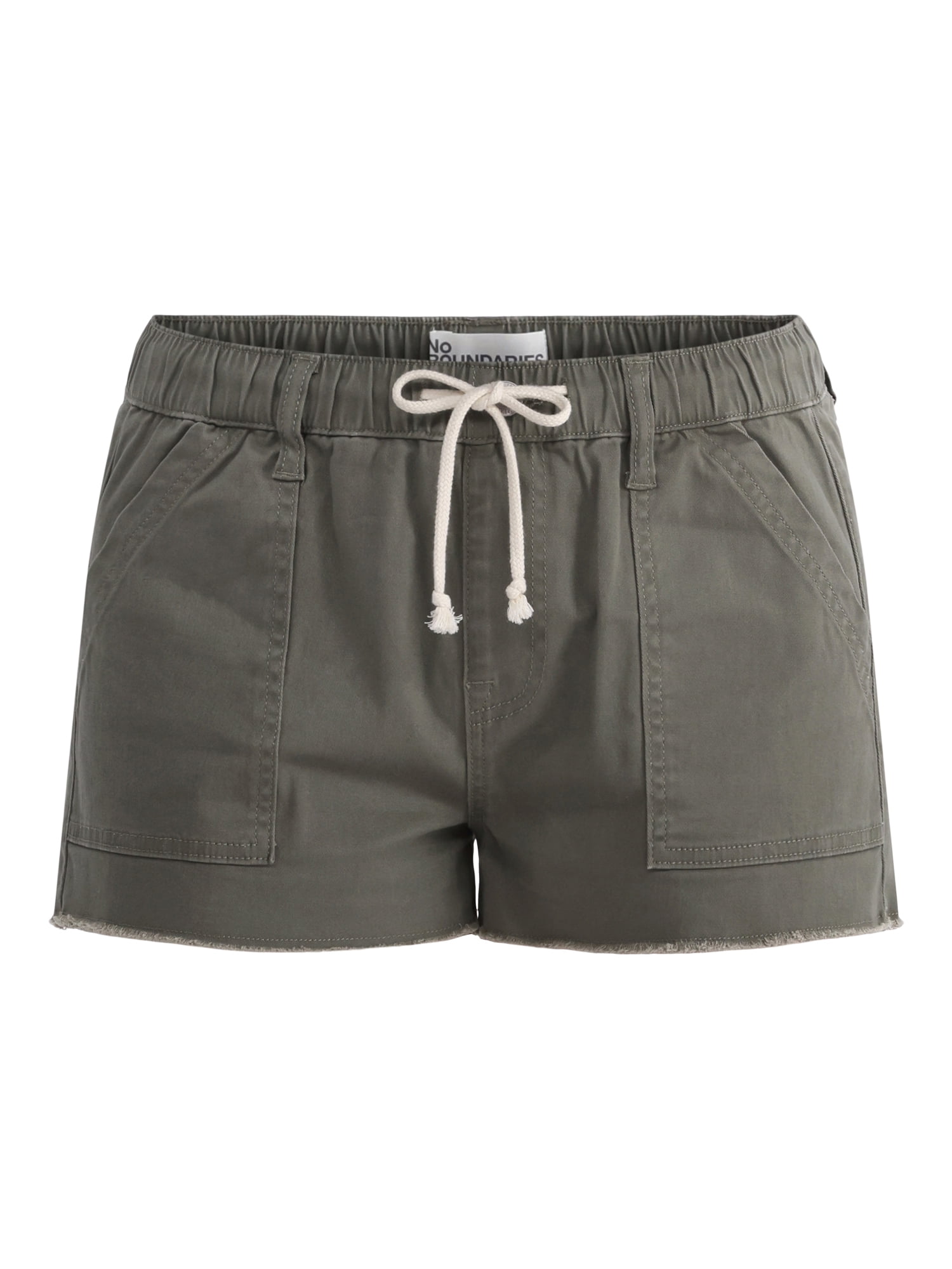 No Boundaries Drawstring Utility Shorts with Porkchop Pockets, 2" Inseam, Women's