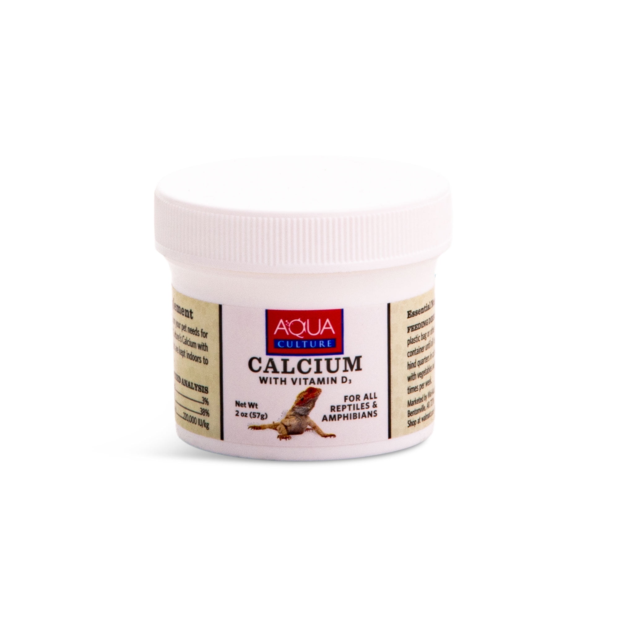 (2 pack) Aqua Culture Premium Calcium Supplement with Vitamin D3 for Reptiles, 2 oz Can (Pack of 1)