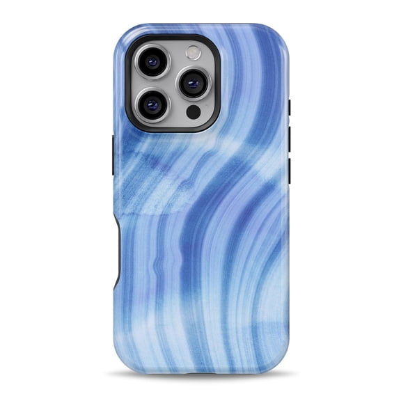 DesignSkinz Scratch-Resistant Hard Slim Case Compatible with iPhone 16 (Compatible with MagSafe) - Vivid Agate Vein Slice Blue V8