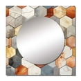 thumbnail image 2 of Designart "Hexagon Rustic Mosaic" 0 Square Mirror Wall Decor Modern - Large Brown Square Bathroom Mirror - Square Printed Wall Mirror Art, 2 of 5
