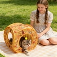 thumbnail image 6 of Cat TunnelforLarge Cats HideandSeek Cat Toy Gold Print Interactive Pet Toys Small Pet Supplies 1 Set, 6 of 6