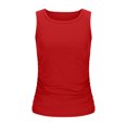 thumbnail image 5 of Htigea Women's High Neck Tank Top 2025 Summer Casual Ribbed Knit Slim Fitted Basic Textured Sleeveless Shirts Today Deals Red,XL, 5 of 6