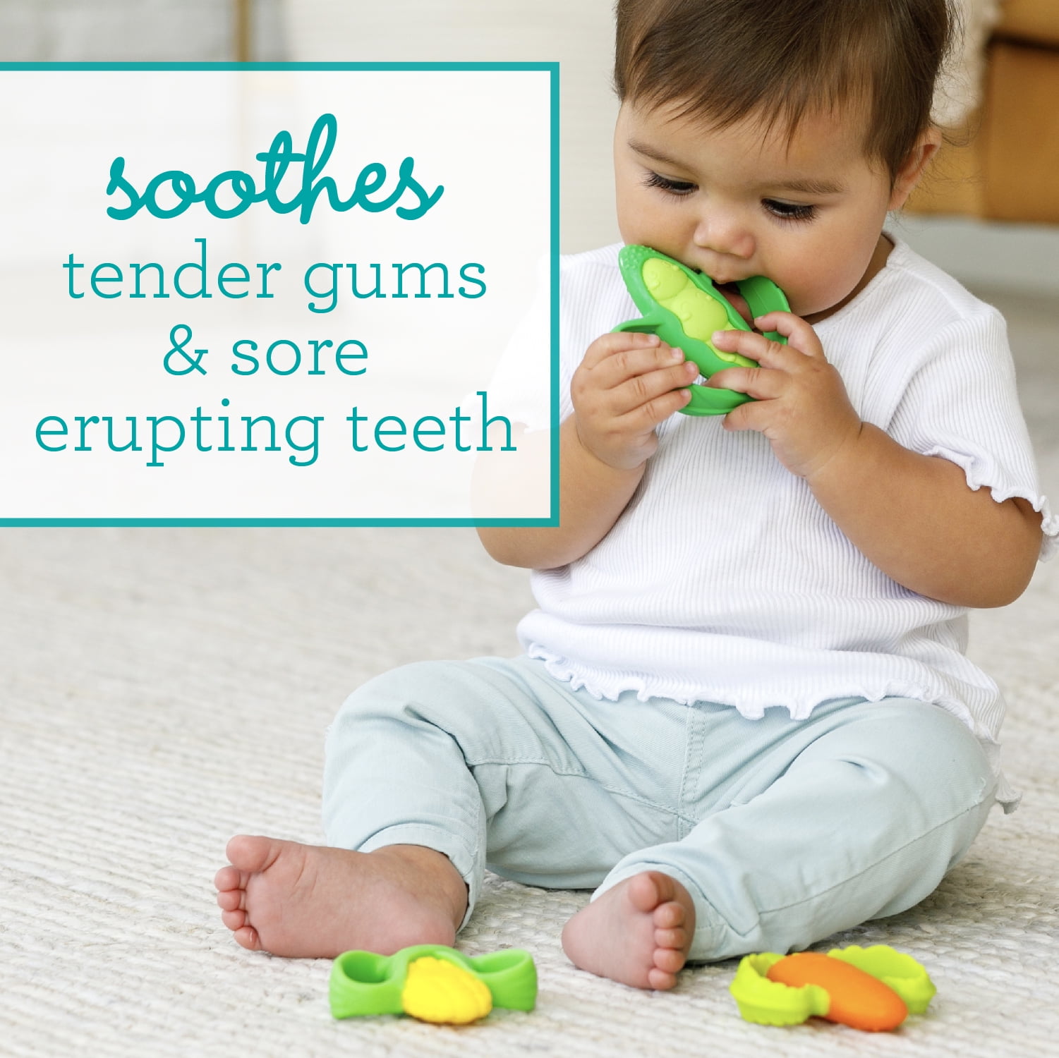Infantino Farmers Market Veggie Teether Gift Set, for Babies 6-12 Months, Multicolor