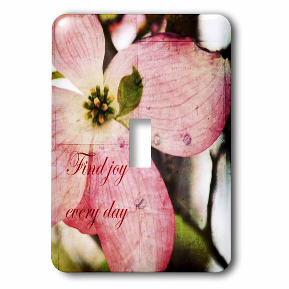 3dRose, Find Joy Every Day Pink Dogwood Flower - Inspirational Floral Print, single toggle switch