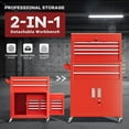 thumbnail image 4 of Bonusall 8 Drawer Rolling Tool Chest and Cabinet Combo,Heavy-Duty Metal Garage Tool Chest with Wheels and 2 Doors,2-in-1 Top Box and Roller Cabinet Combo for Garage, Workshop, Warehouse-Red, 4 of 14