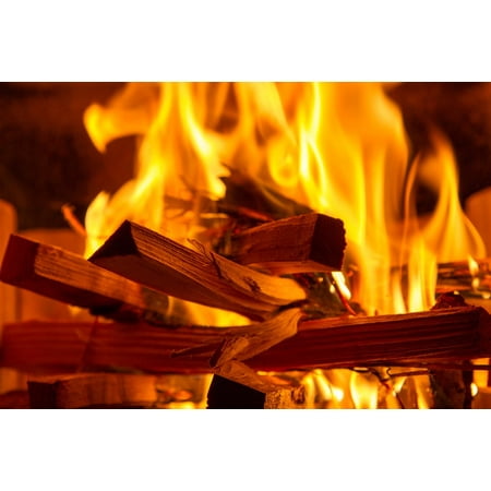 Laminated Poster Burn Fire Flame Flame Log Fire Wood Wood Fire