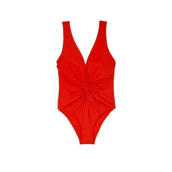 Victorias Secret Swim Twist Plunge One-piece Swimsuit Ribbed Red Large