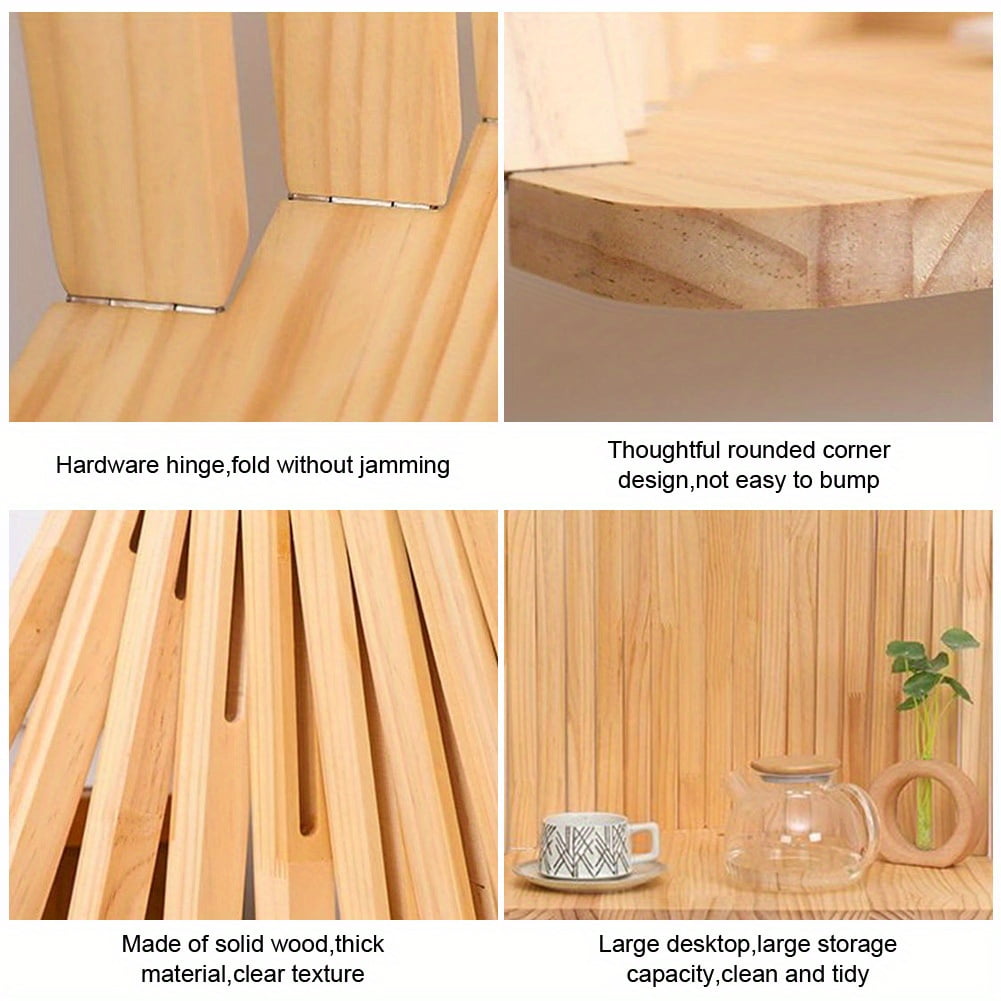 Space Saving Wall Mounted Folding Table - Bamboo-like Finish Foldable Desk for Home Office, Kitchen & Living Room, No Assembly Needed