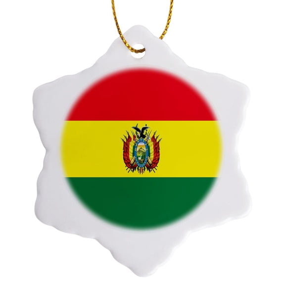 3dRose, Bolivia Flag, 3 inch Snowflake Porcelain Ornament
