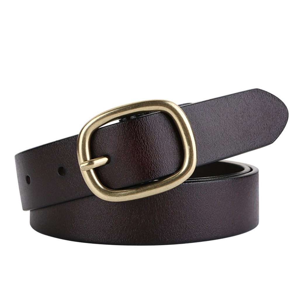Black Belt World Fashion Style Gold Buckle Leather Belt for Women Lady Black 34-36 115cm