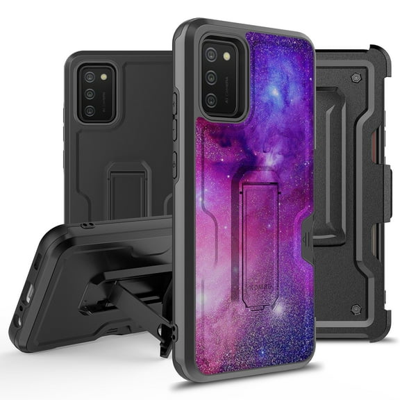 ANJ  Rugged Hybrid Shockproof Case w/Kickstand   Holster Clip Card Slot Cover for Samsung Galaxy A02S (SM-A025) - Galaxy Stars