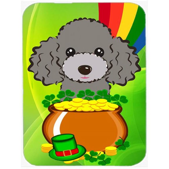 Caroline's Treasures Silver Gray Poodle St. Patrick's Day Glass Cutting Board Large