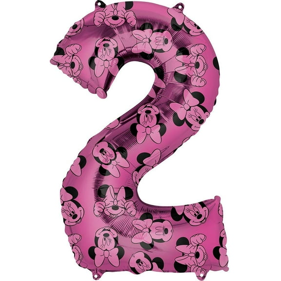 Anagram Minnie Mouse 2nd #2 Second Birthday Forever Pink and Black 34" Foil Balloon