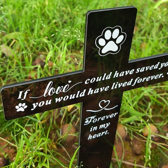 IGEED Grave Marker,Dog Grave Marker Cross,Memorial Gifts Pet Loss Stake Memorial,Waterproof Acrylic Grave Marker Cemetery Black Sympathy Garden Stake