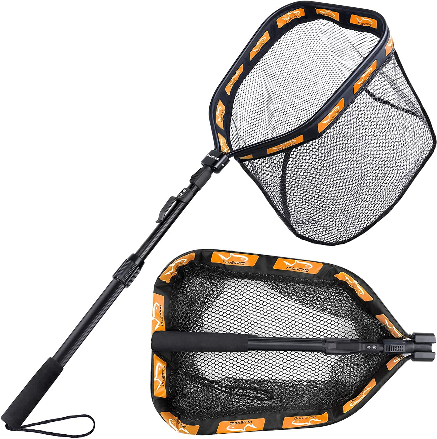 PLUSINNO Floating Fishing Net for Steelhead Bass Rubber Coated Landing Net for Easy Catch & Release for Easy Transportation & Storage Salmon Kayak Trout Fishing Fly Catfish 