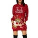 thumbnail image 1 of Vestido corto de sudadera con capucha y bolsillos con estampado navideño para mujer informal a la moda Pompotops hdfakjf494, 1 of 1