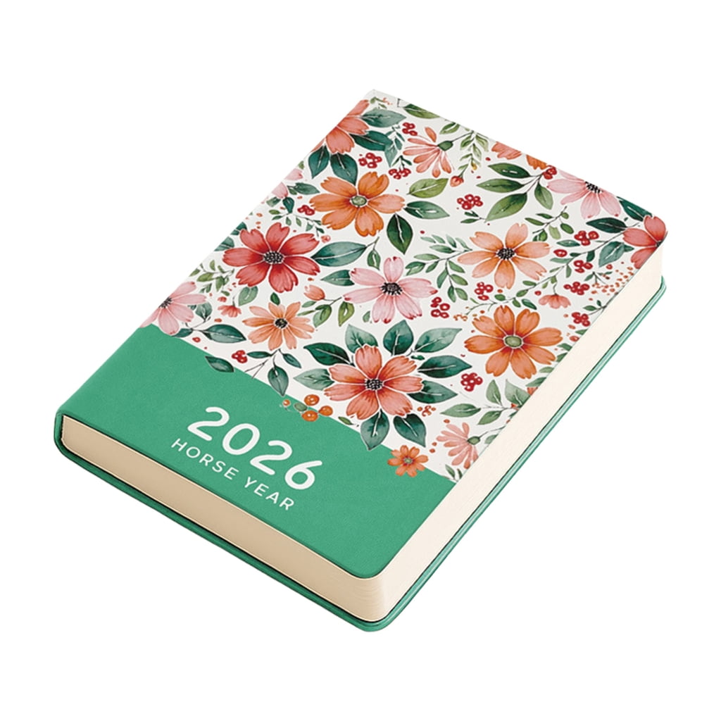 2026 Weekly Planner Hardcover Flower Leather Academic Planner Notebook 256 Pages