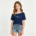 thumbnail image 3 of LRen Off The Shoulder Tops for Girls 7-8,Girls Short Sleeve Casual Loose T Shirt Preppy Cute Y2k Summer Off The Shoulder Graphic Tee for Girls, 3 of 4