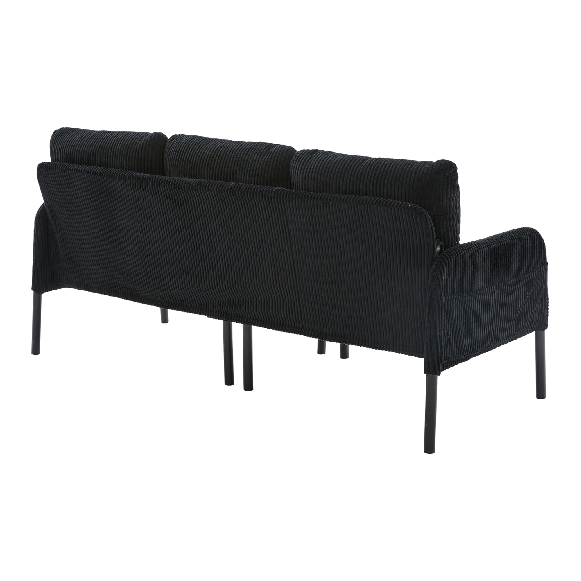 Jopath Oversized Loveseat, Double-Seater Sofa Cozy Bedroom Sofa with Metal Legs and Side Pockets for Living Room Bedroom Dorm Apartment Black