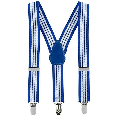 - Buyless Fashion Kids And Baby Adjustable Elastic Solid Color 1 inch Suspenders - Royal Blue White Stripe - Size 22