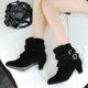 thumbnail image 5 of NECHOLOGY Botas Mujer Adulto Femenino Zapatos Botines de mujer Botas de otoño e invierno para mujer, botas con hebilla de cinturón, zapatos de mujer (Black, 8.5), 5 of 7