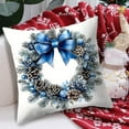 thumbnail image 2 of Xuniizn Christmas Pillow Covers 18x18 inch Xmas Decorations Soft Plush Faux Fur Wool Christmas Throw Pillow Cases Winter Holiday Decor for Sofa Living Room, Blue, 2 of 7
