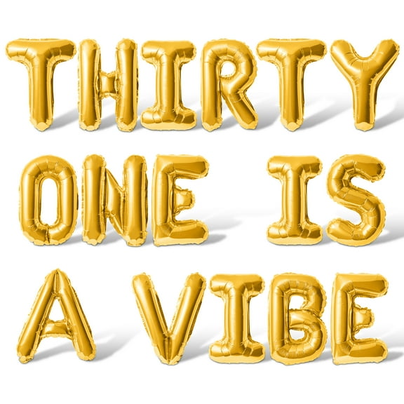 Letter Balloons - THIRTY ONE IS A VIBE 16" Inch Alphabet Letters Foil Mylar Balloon 31st Birthday Party Banner (Gold)