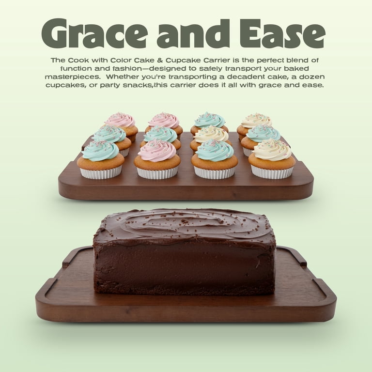 Cook with Color Acacia Wood Cake Carrier with Reversible Tray photo 5