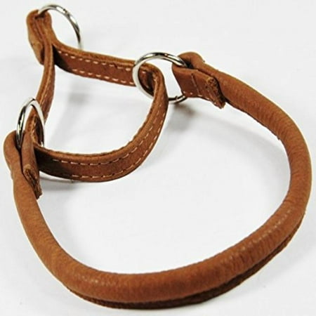 12 Round Leather - Dogline L1212-6 12 L x 0.25 W in. Round Leather Martingale Collar, Brown
