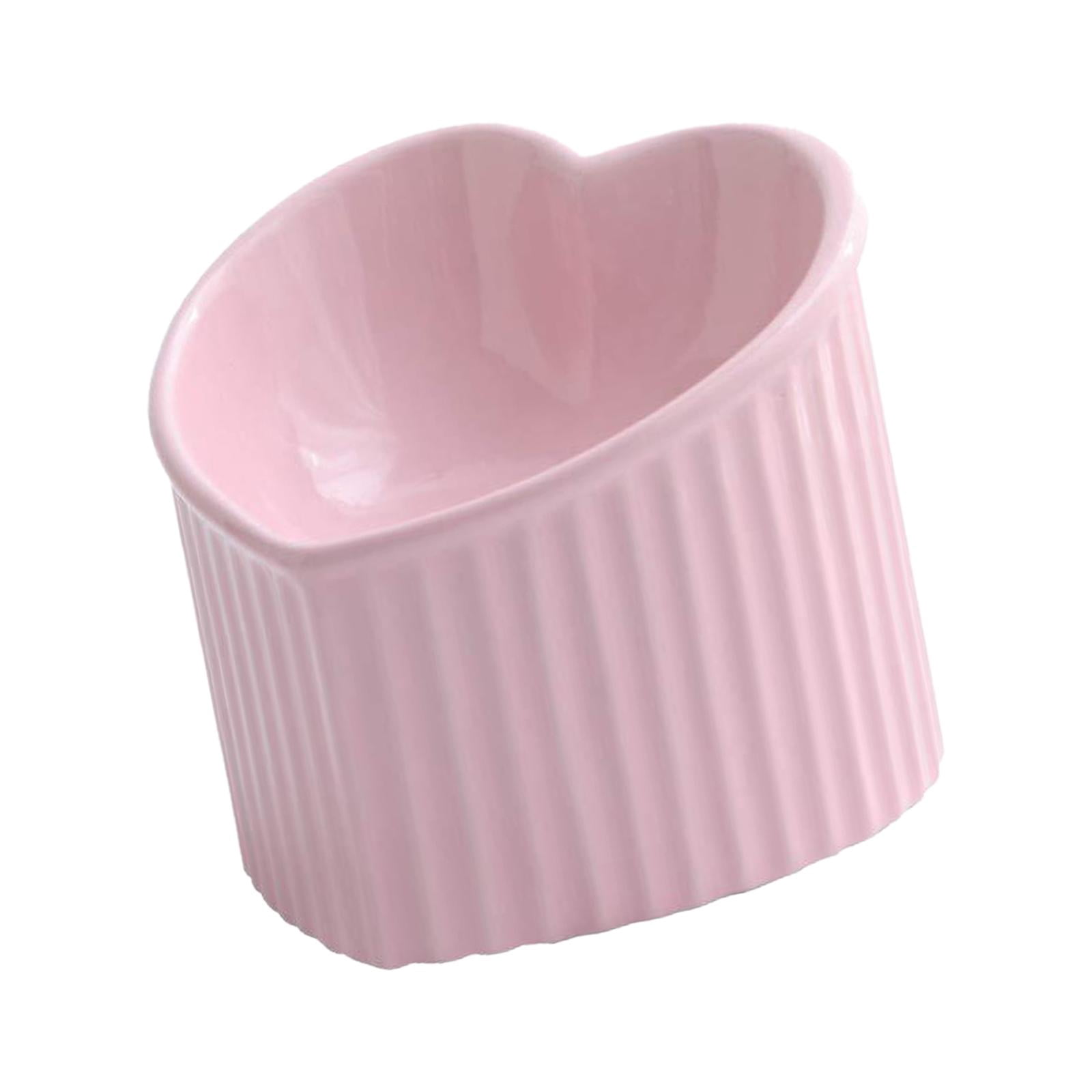 Ceramic Tilted Elevated Cat Bowl Heart Shape Porcelain Easily Wash Food