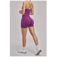 thumbnail image 6 of PISONIC Workout Sets for Women 3 Piece Long Sleeve Zip Up Jacket, V-neck Cami Tank Top, High Waisted Yoga Shorts Gym Athletic Sets, 6 of 6